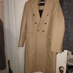 Zara woman's fitted wool blendbcoat double breasted